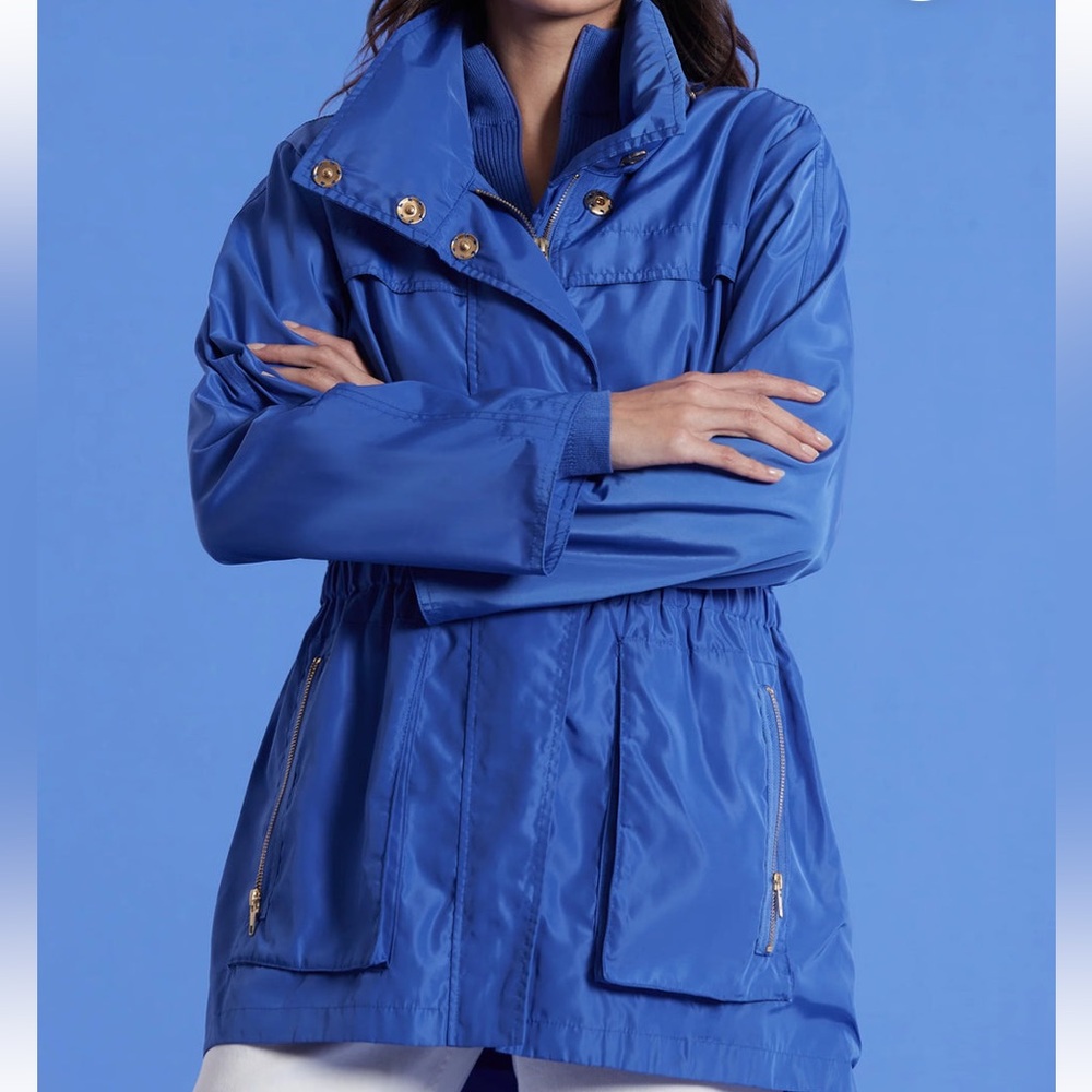 Ali Ro Jacket Blue Anorack Short Sleeve zip Lightweight Hooded Jacket
Size 2